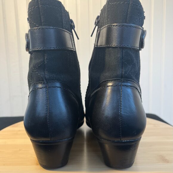Black Leather Waterproof Ankle Boots, Patrina, AVARON by NEW BALANCE, Sz 8D Wide - Picture 4 of 11